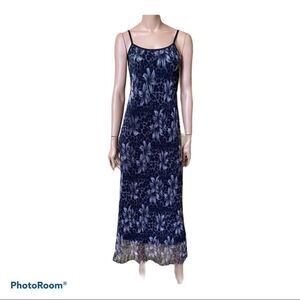 O’LALA vintage black floral print long  dress S